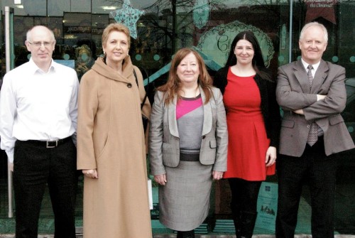 Pictured L-R: Eugene McAlinden Veritas Manager, Author Mary McAleese, Anne O'Hanlon Veritas Staff, Claudine Coyle Veritas PR and Michael Brennan Columba Press.